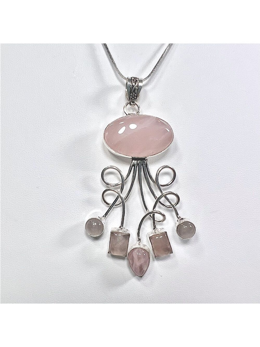 XL Rose Quartz 925 Pendant ONLY